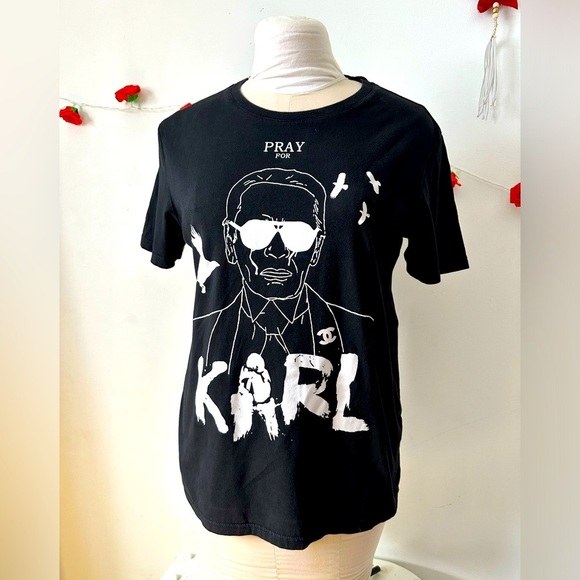 Karl Lagerfeld Graphic Chanel Logo Designer Inspired Tee L - Picture 7 of 7